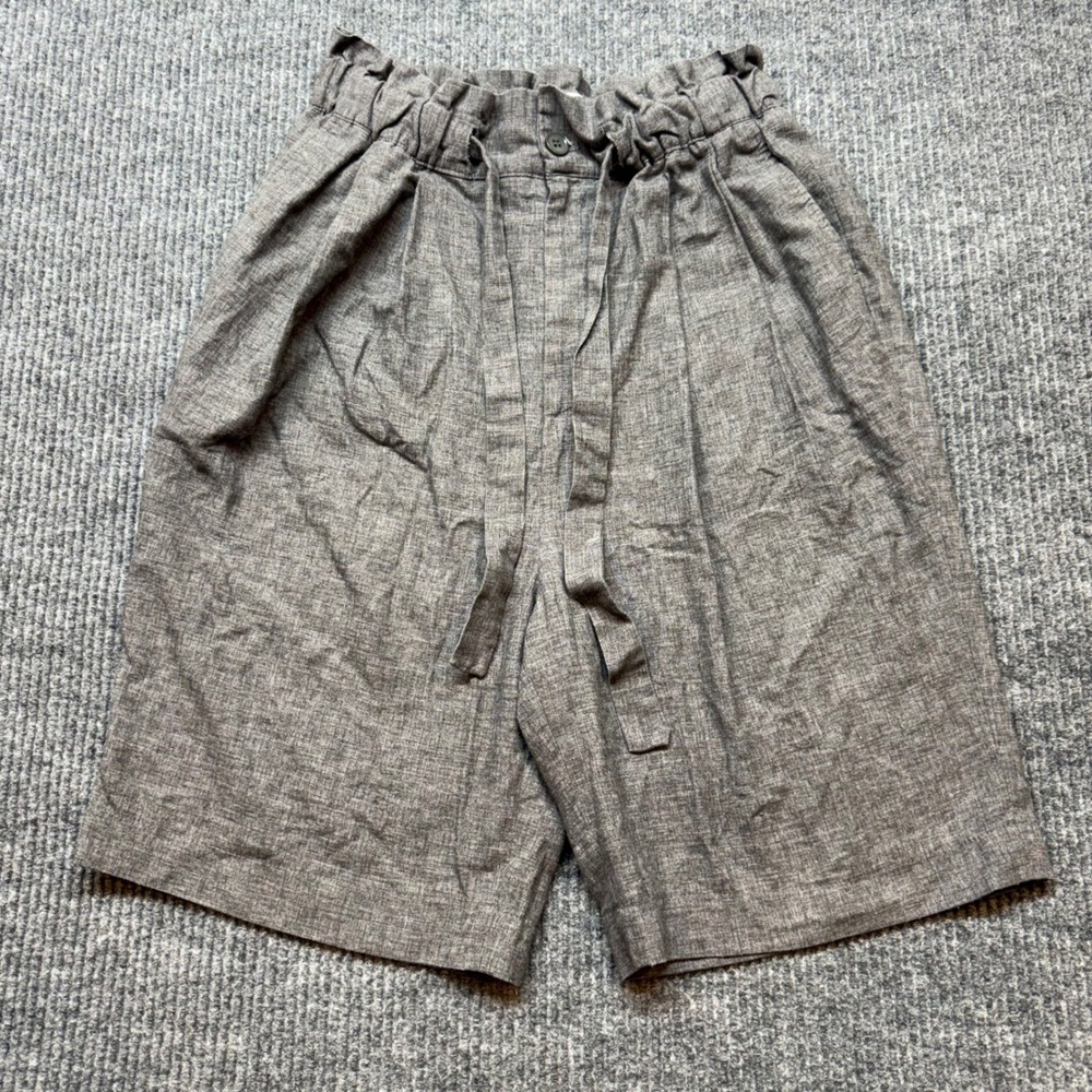 ASOS Gray Linen Blend Paperbag Shorts 30 Drawstring Waist Summer Casual